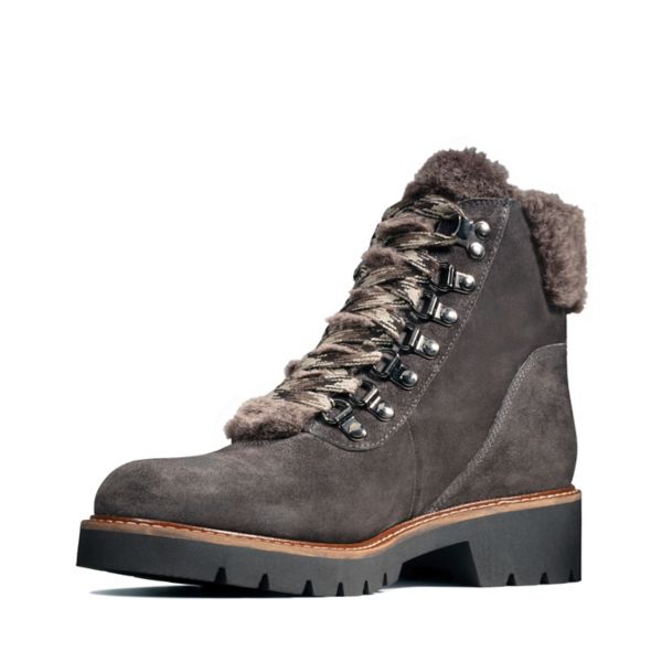 Clarks Womens Velma Hiker Ankle Boots Dark Grey | UK-4193657